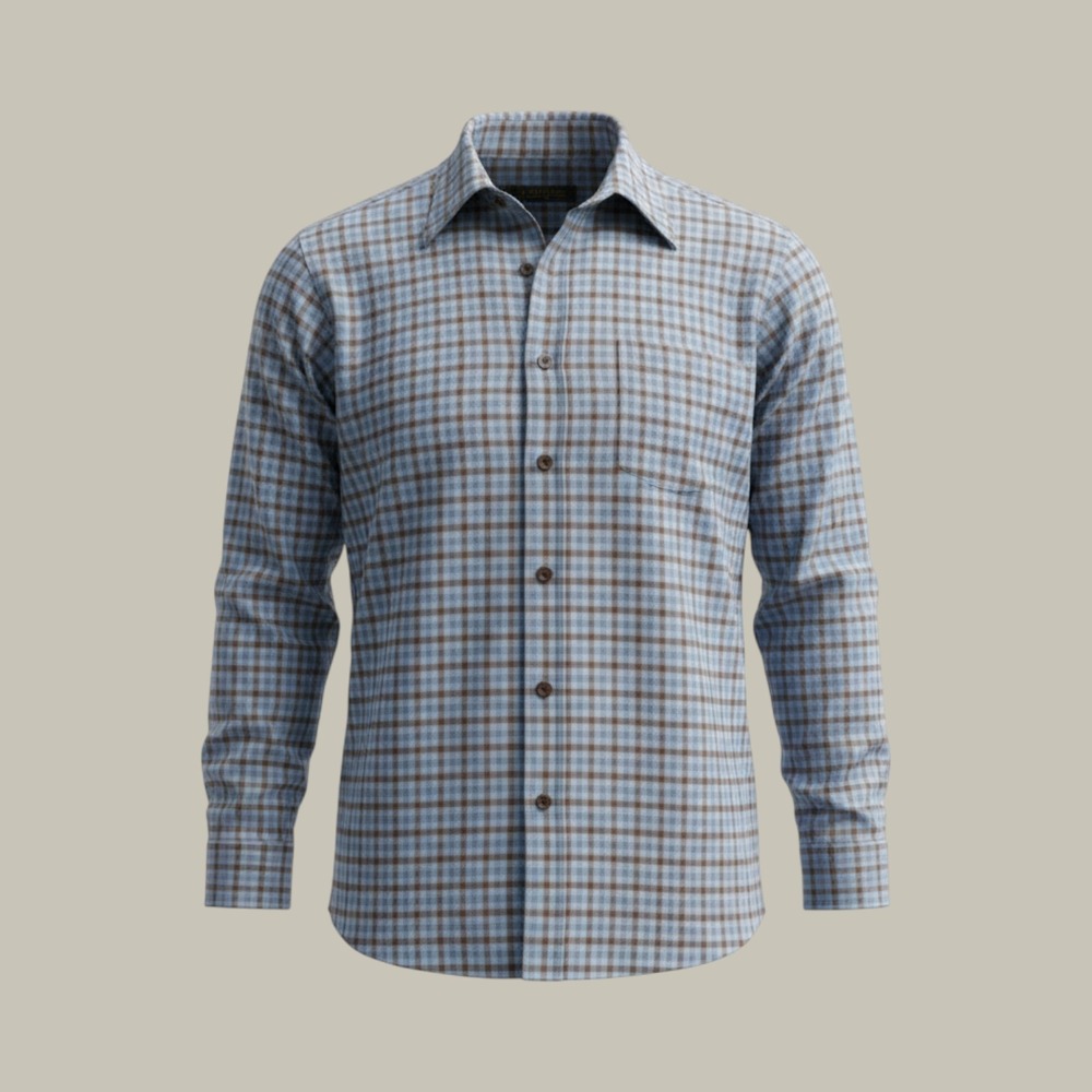 Orvis Flannel Shirt Mens XL Navy Brown Plaid Button Up Long Sleeve Cotton Heavy